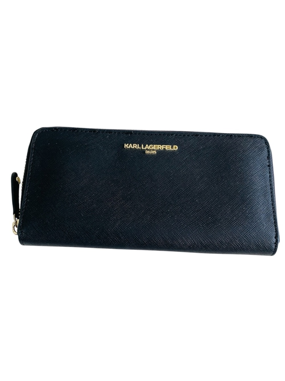 Karl Lagerfeld Black Leather Continental Wallet 8” x 4” x 1”